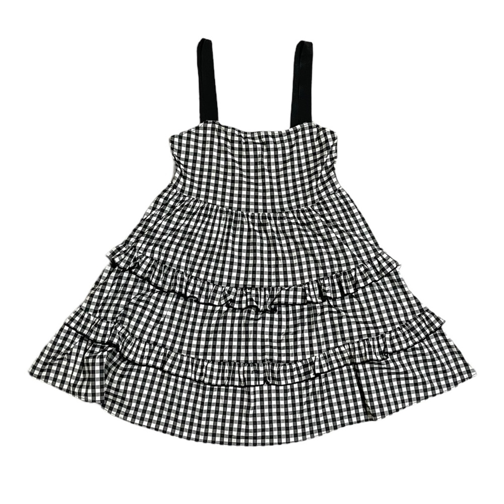 Zara | Black and White Gingham Tiered Mini Dress - Picture 2 of 10